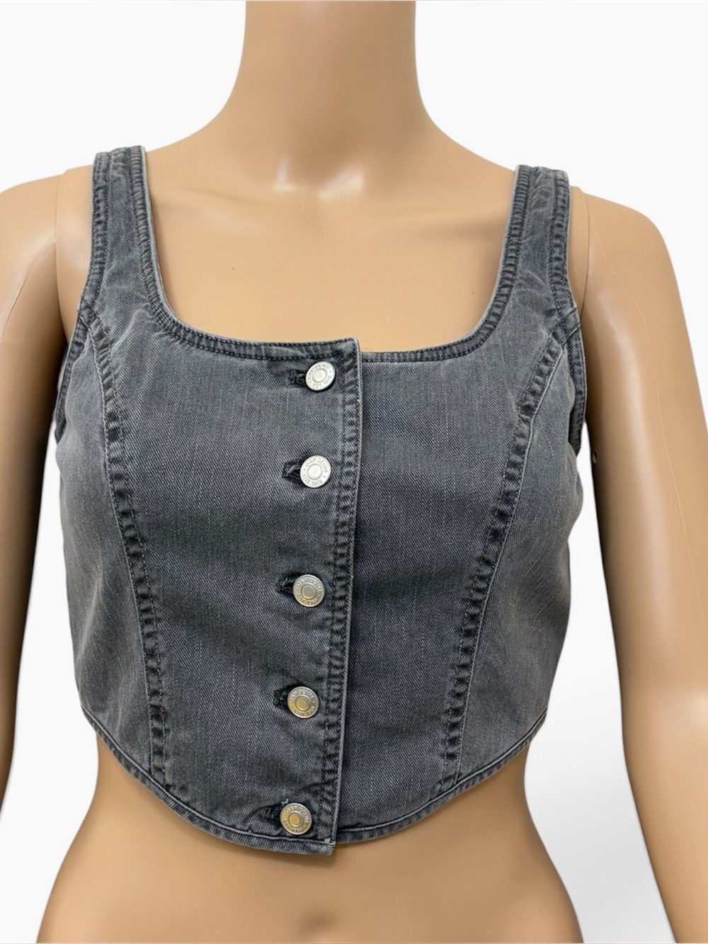 GAP gray Denim Corset Top Buttons Front &straps Women 00
